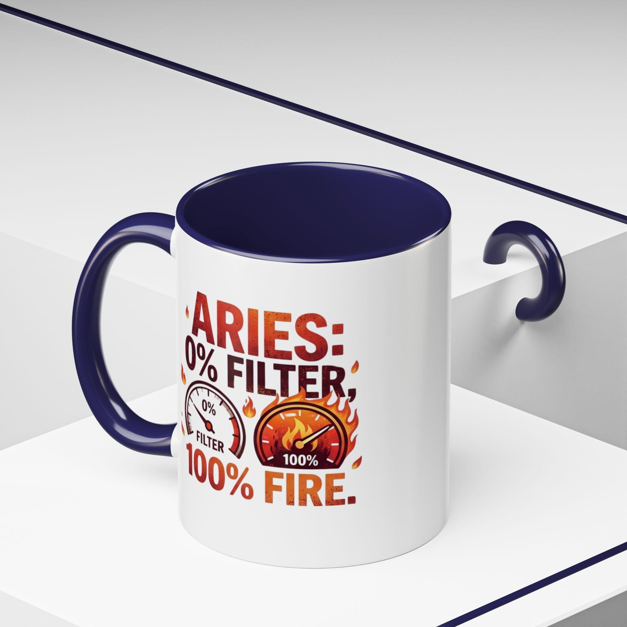 Aries Coffee Mug — "0% Filter, 100% Fire" Zodiac Astrology Mug