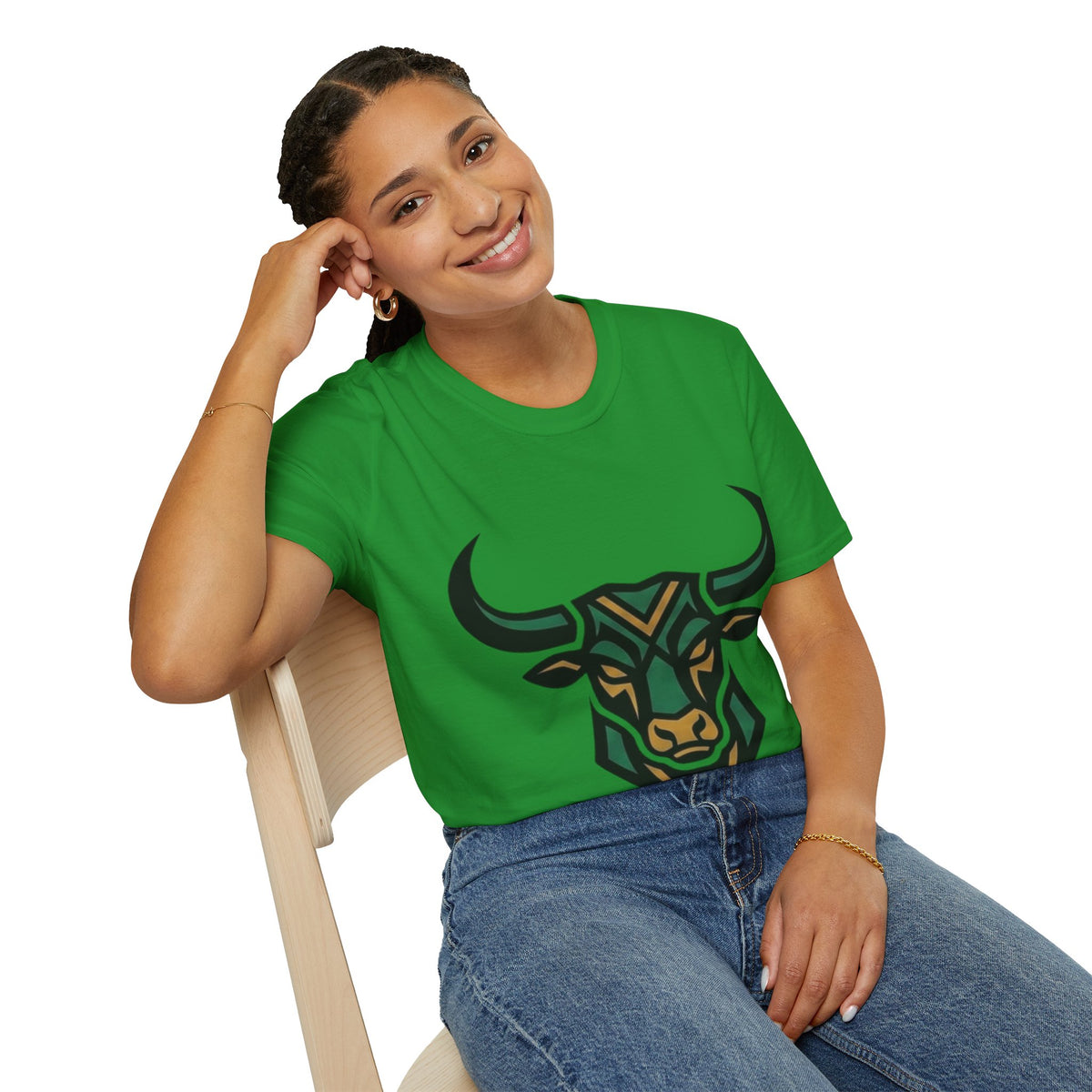 Bull Head Graphic T-Shirt — Tribal Geometric Rodeo Tee
