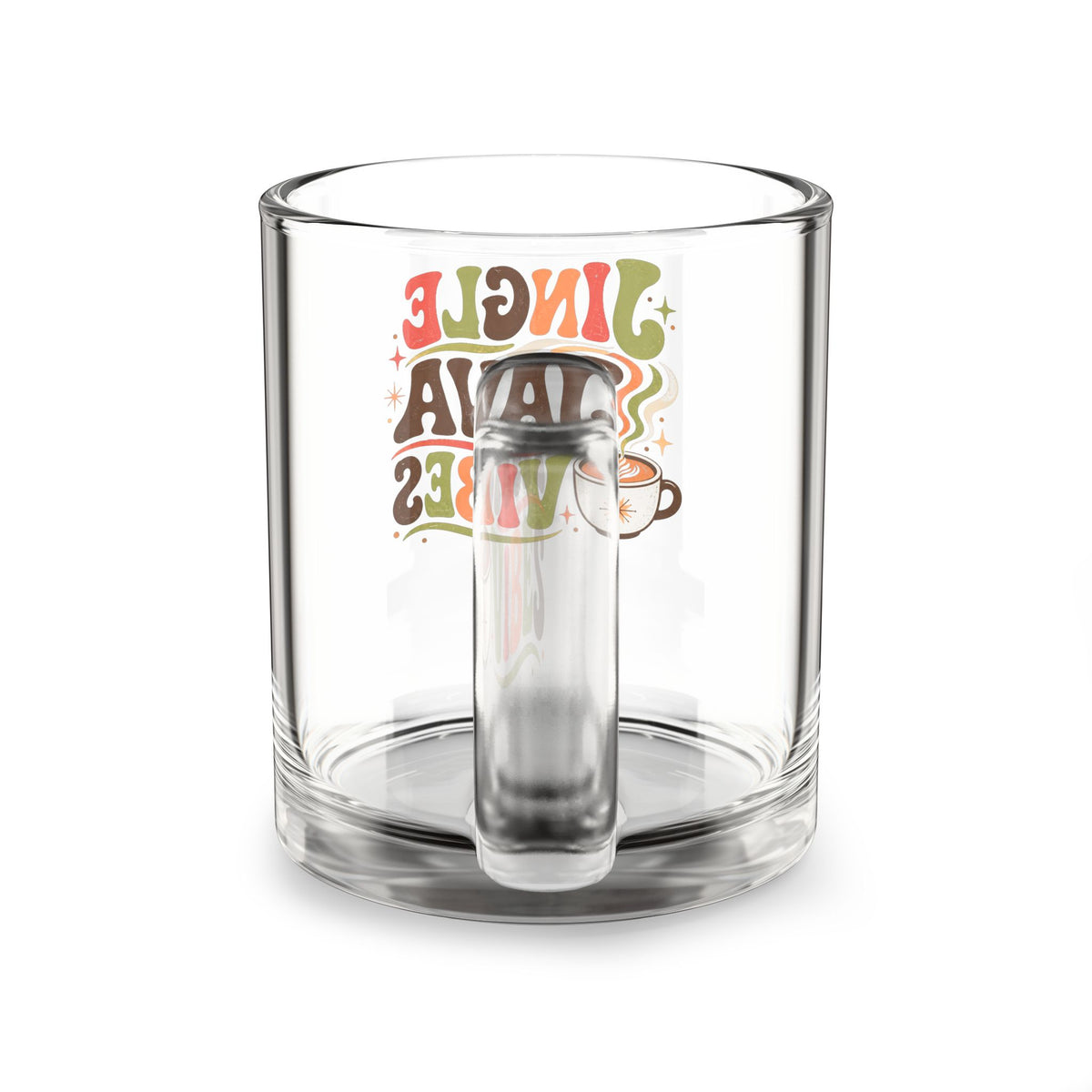 Christmas Glass Mug Jingle Java Vibes Glass Mug — 10oz Holiday Coffee Cup