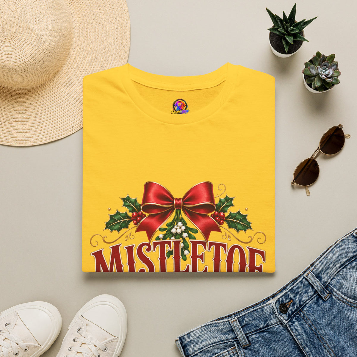 Mistletoe Mama T-Shirt — Festive Christmas Holiday Tee with Bow & Holly