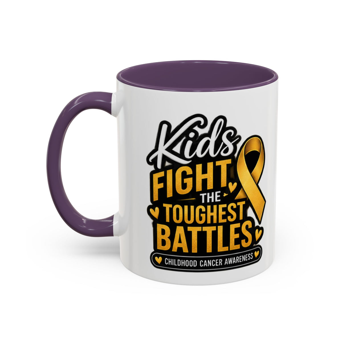 Childhood Cancer Awareness Accent Coffee Mug - "Kids Fight the Toughest Battles" (11/15oz)