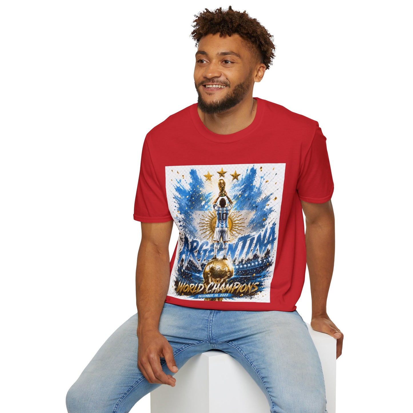 Argentina World Champions T‑Shirt — Soccer World Cup 3 Stars Tribute