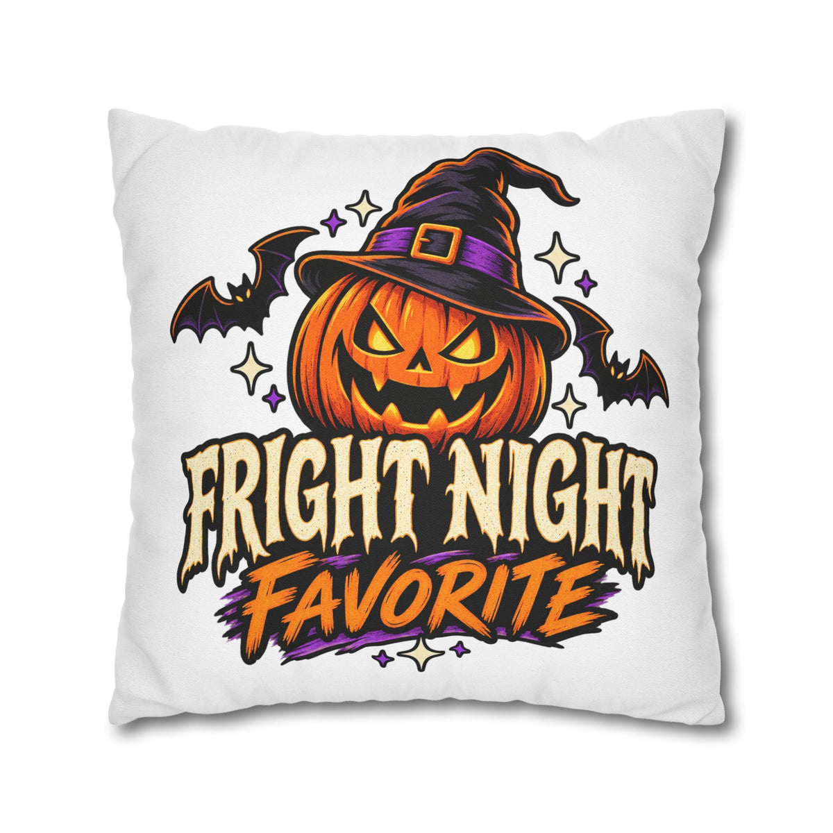Halloween Pumpkin Pillowcase — "Fright Night Favorite" Spun Polyester Throw Pillow Cover