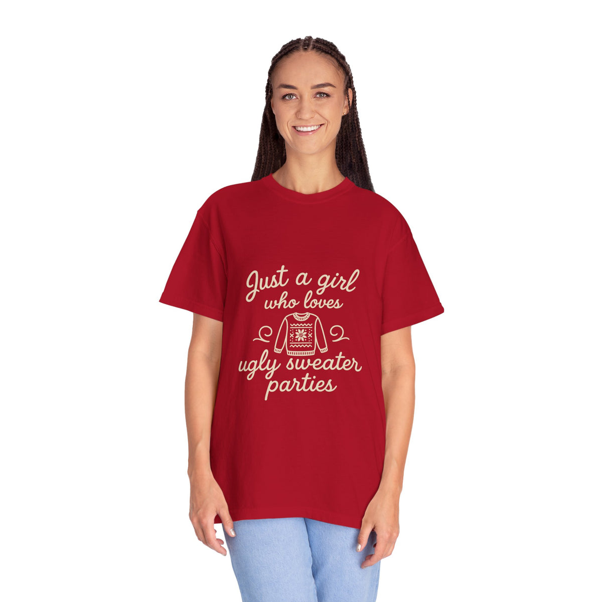 Ugly Sweater Party T-Shirt — "Just a Girl Who Loves Ugly Sweater Parties" - Trending Now - October 2026