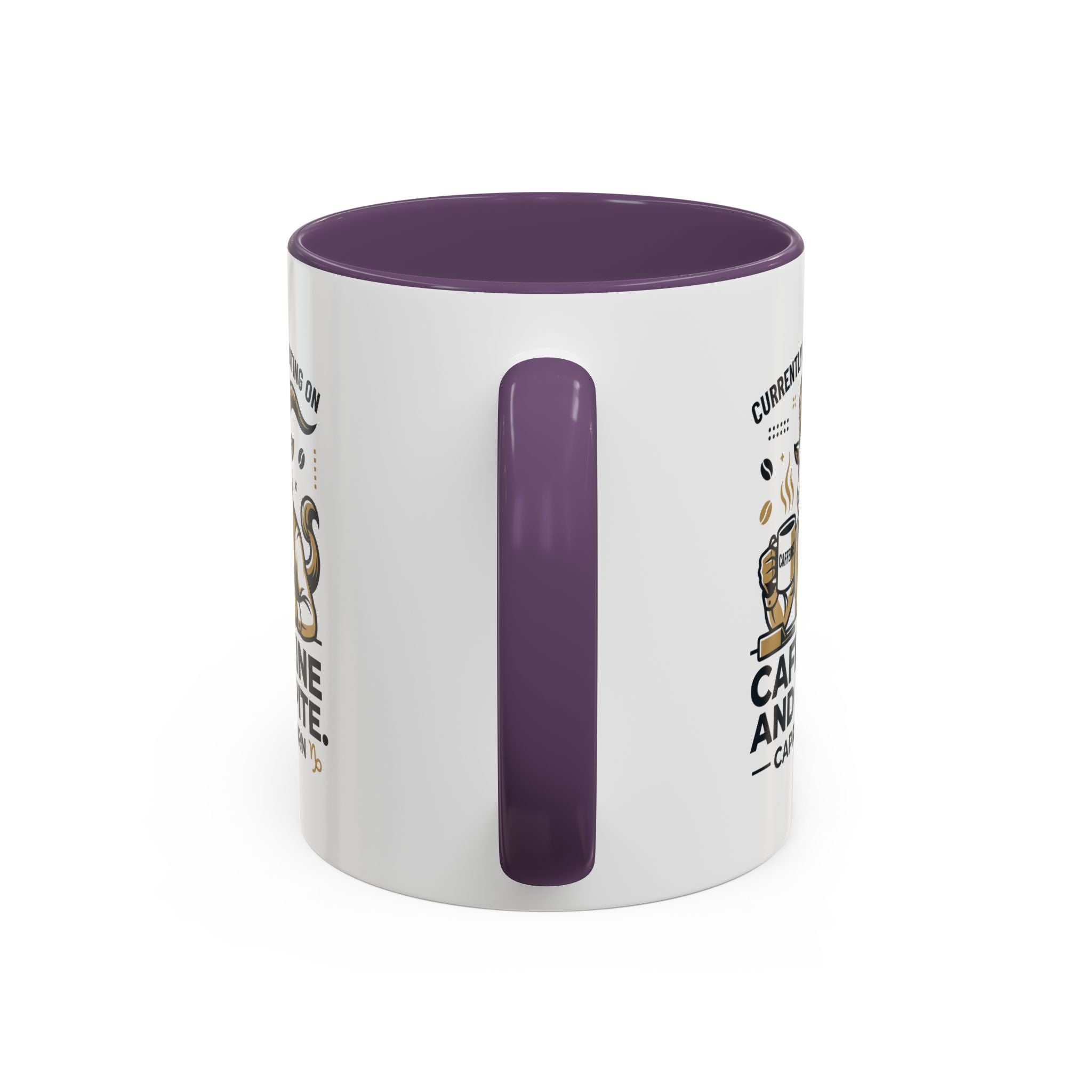 Capricorn Coffee Mug — “Currently Operating on Caffeine and Spite” Accent Mug (11/15oz)