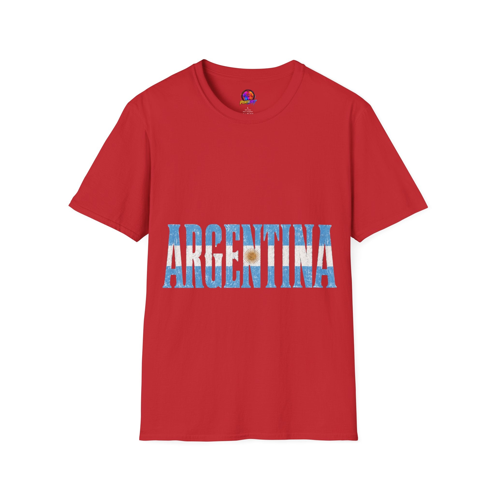Argentina Flag Stripe T-Shirt — Vintage Blue 'ARGENTINA' Graphic Tee