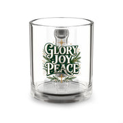 Christmas Glass Mug 10 oz Glass Mug — "Glory Joy Peace" Christmas Glass Coffee Mug