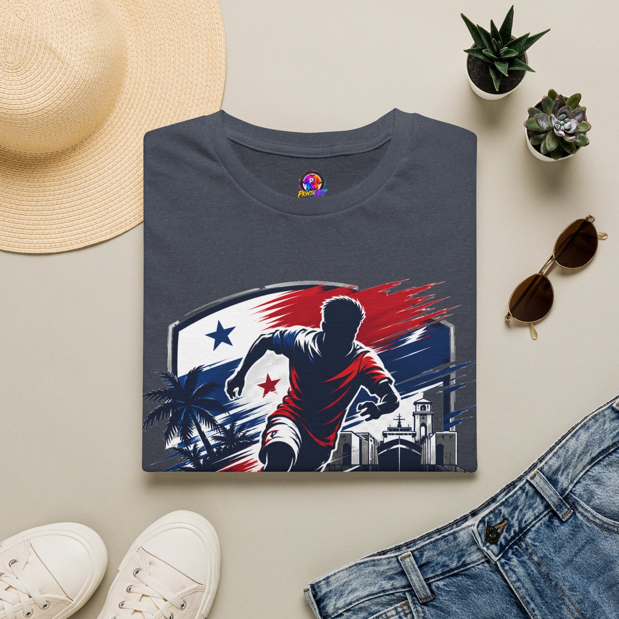 Canal Force Soccer T-Shirt - Patriotic Player Graphic Tee - Panama Shirt