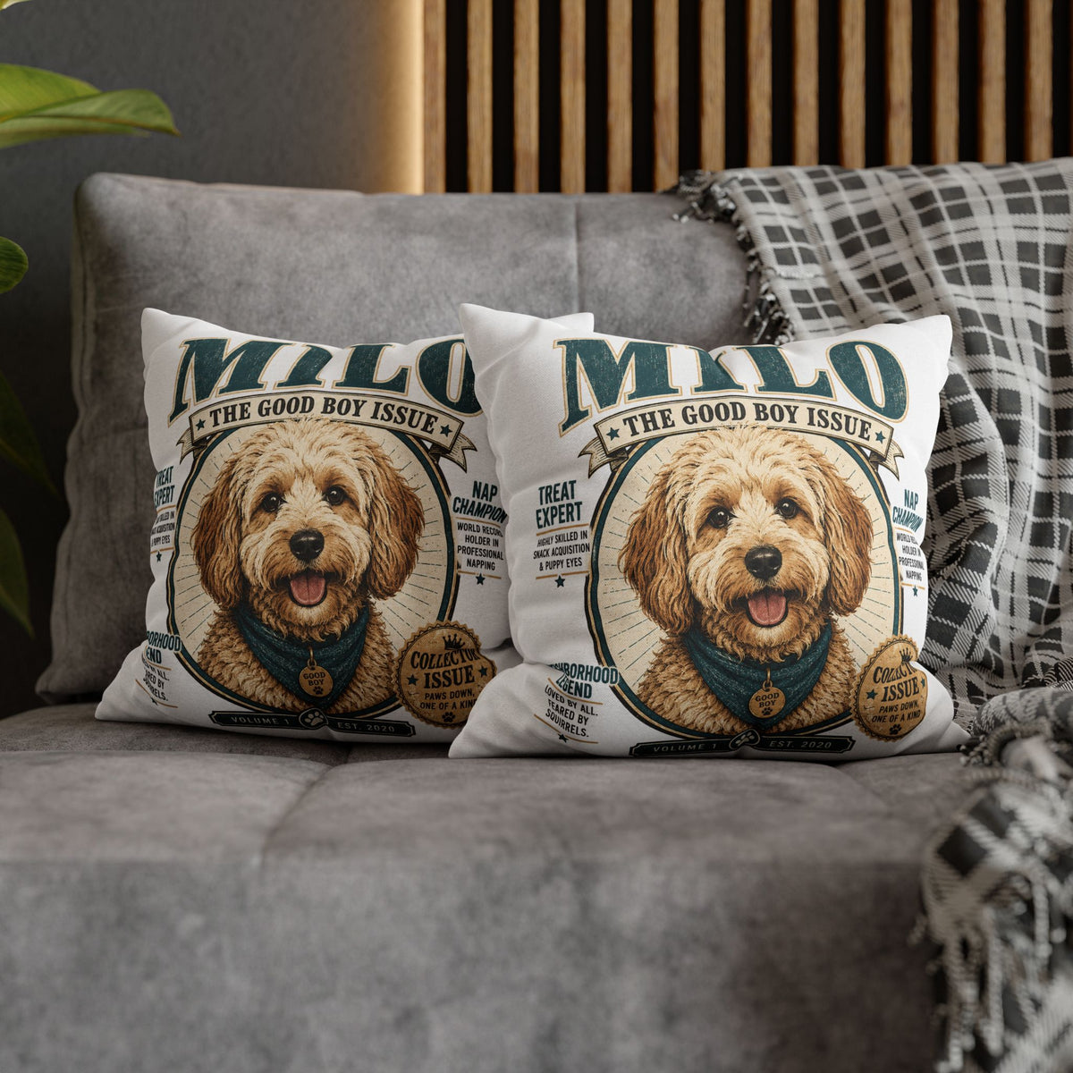 Milo "The Good Boy Issue" Decorative Pillowcase Milo Bailey Dog Dad Mom