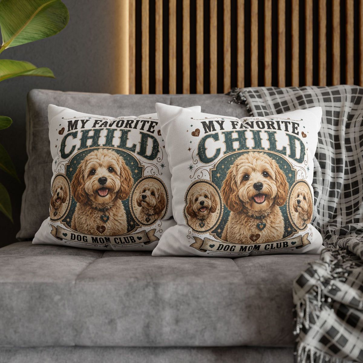 My Favorite Child Dog Mom Club Pillowcase Milo Bailey Dog Dad Mom — Doodle Pet Lover Decorative Throw Pillowcase