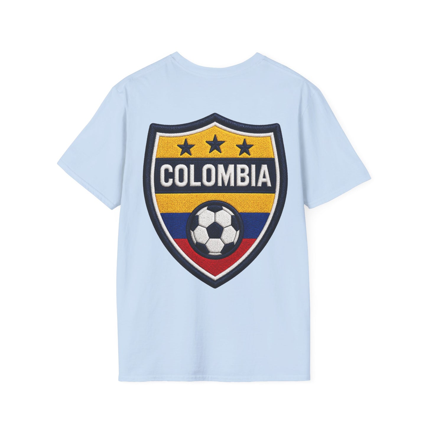 Columbia Soccer Player Graphic T-Shirt — "Golden Rhythm" Vibrant Beach Soccer Tee