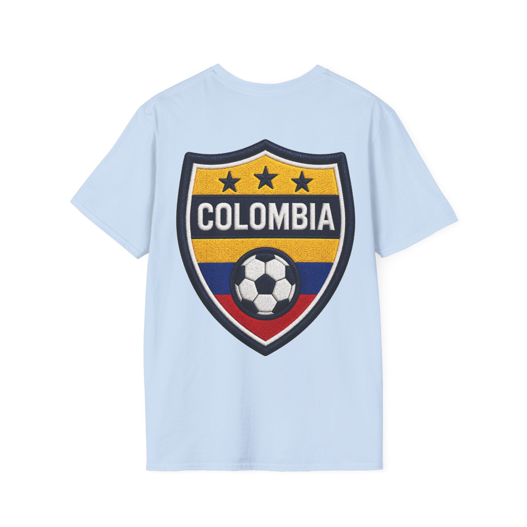 Columbia Soccer Player Graphic T-Shirt — "Golden Rhythm" Vibrant Beach Soccer Tee