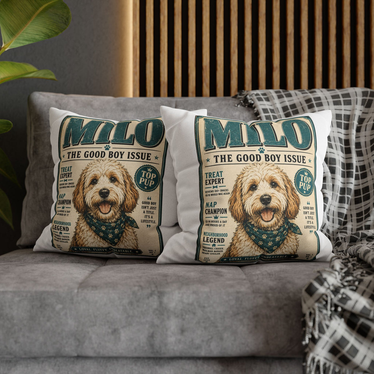 Milo 'The Good Boy Issue' Decorative Pillowcase Milo Bailey Dog Dad Mom