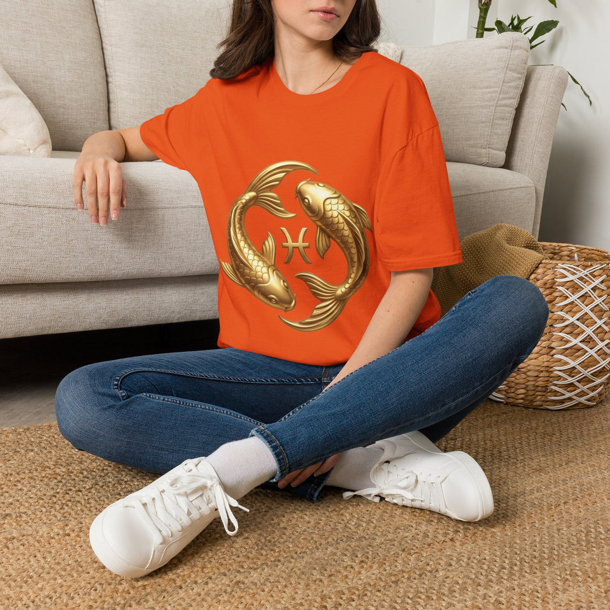 Pisces Gold Fish T-Shirt — Zodiac Symbol Astrology Tee