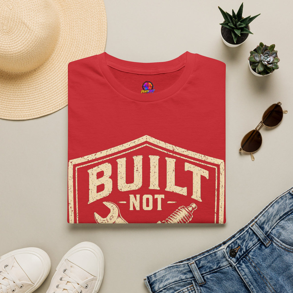 Built Not Bought T-Shirt — Vintage Mechanic Auto Repair Tee