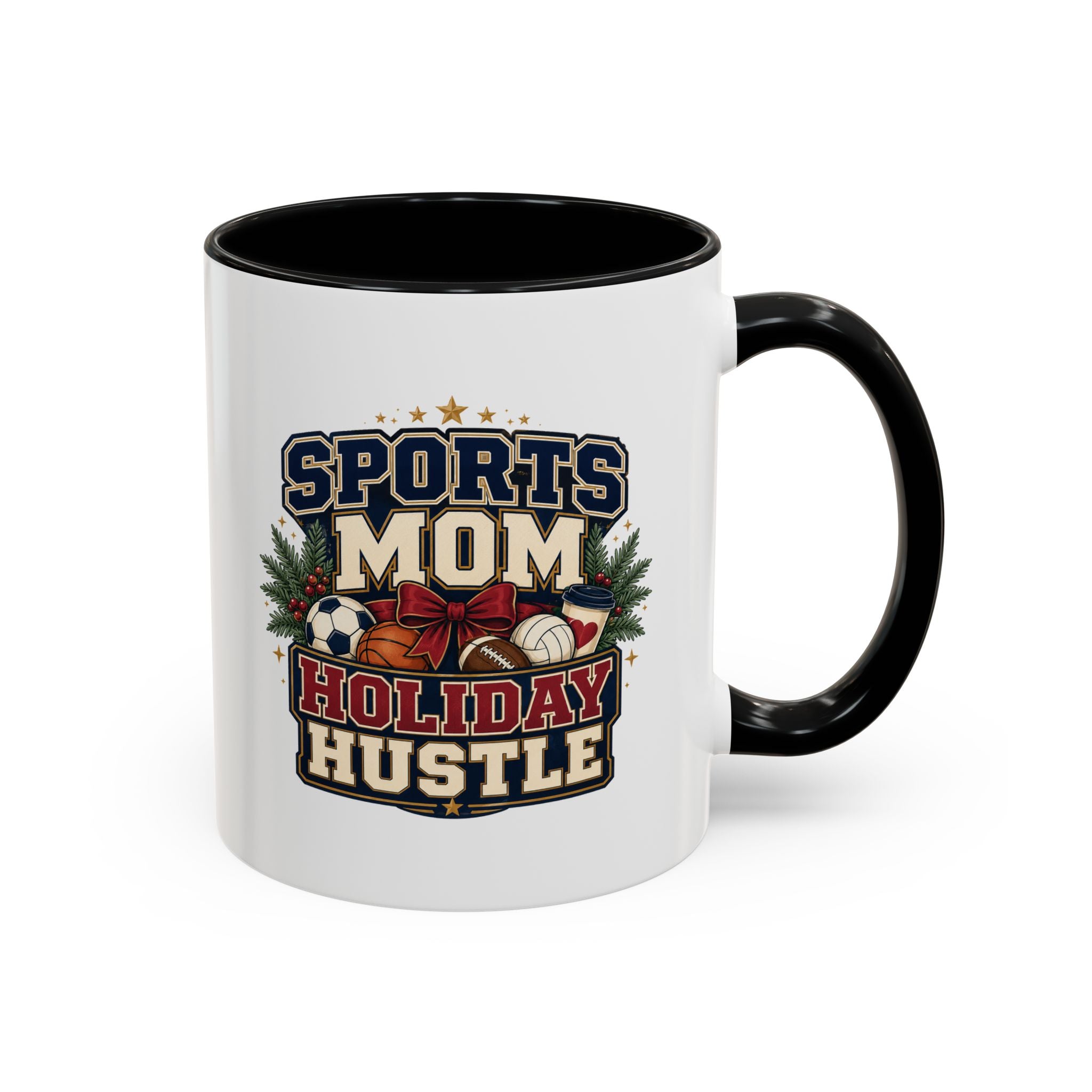 Modern Day Christmas Sports Mom Holiday Hustle Accent Coffee Mug – Christmas Sports Mom Gift