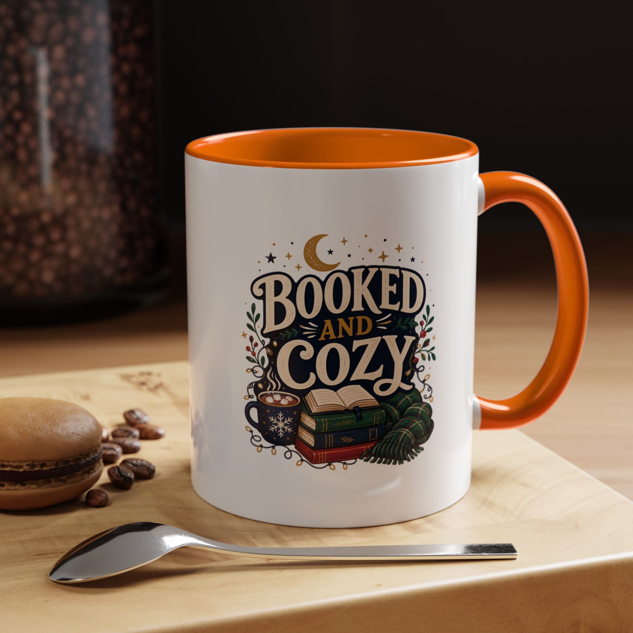 Modern Day Christmas Booked and Cozy Accent Coffee Mug — Book Lover Tea & Coffee Cup (11/15oz)