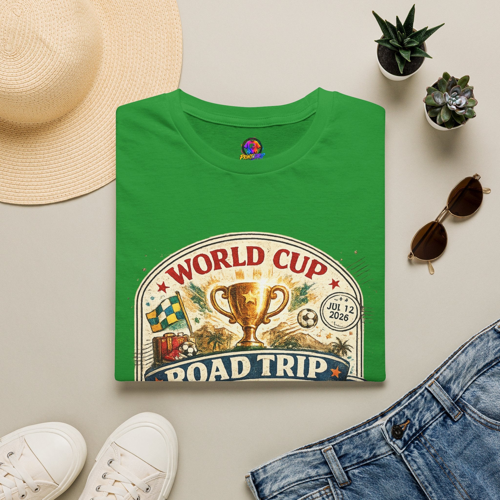 World Cup Road Trip T-Shirt — Vintage Soccer Trophy Design