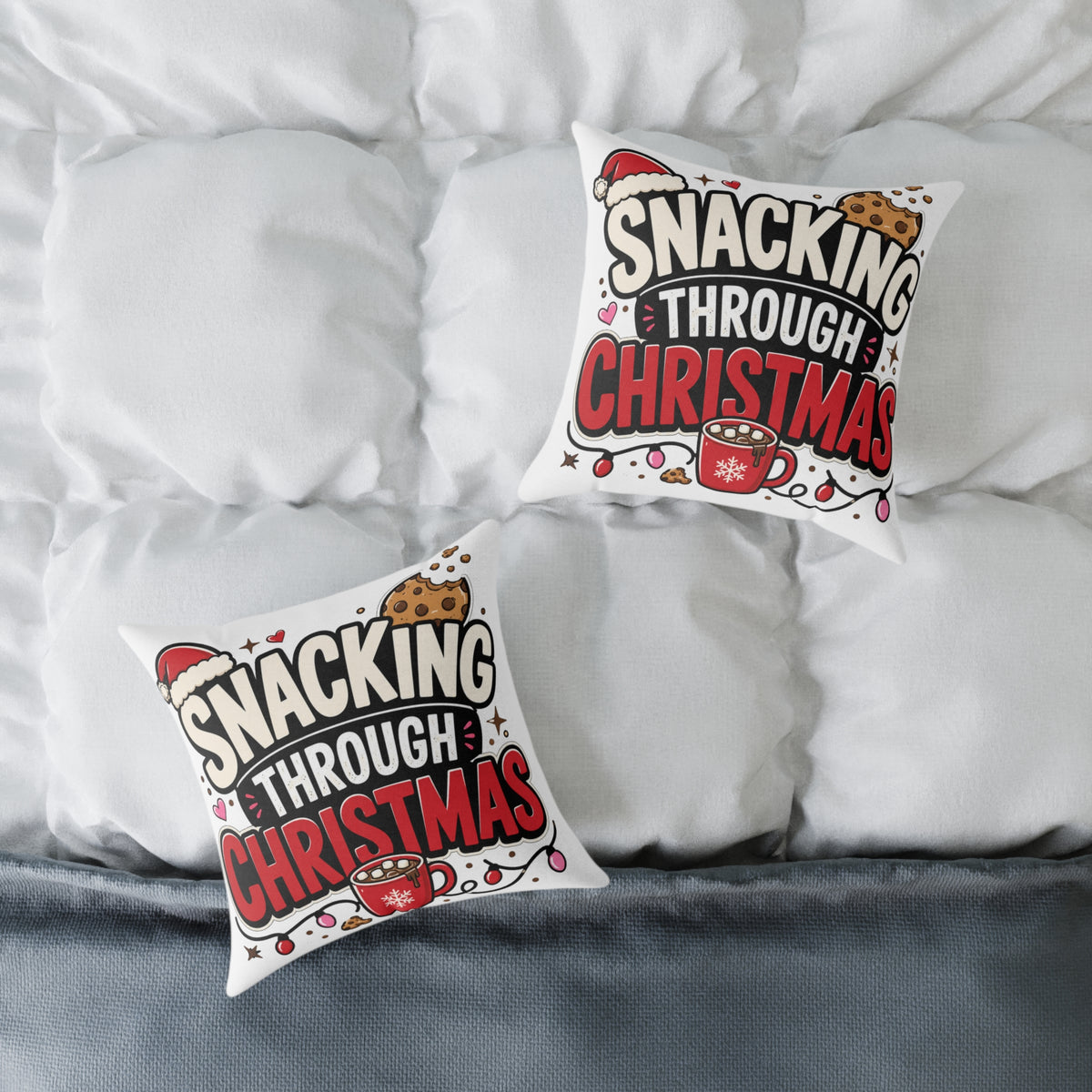 Snacking Through Christmas Modern Day Christmas  Pillow