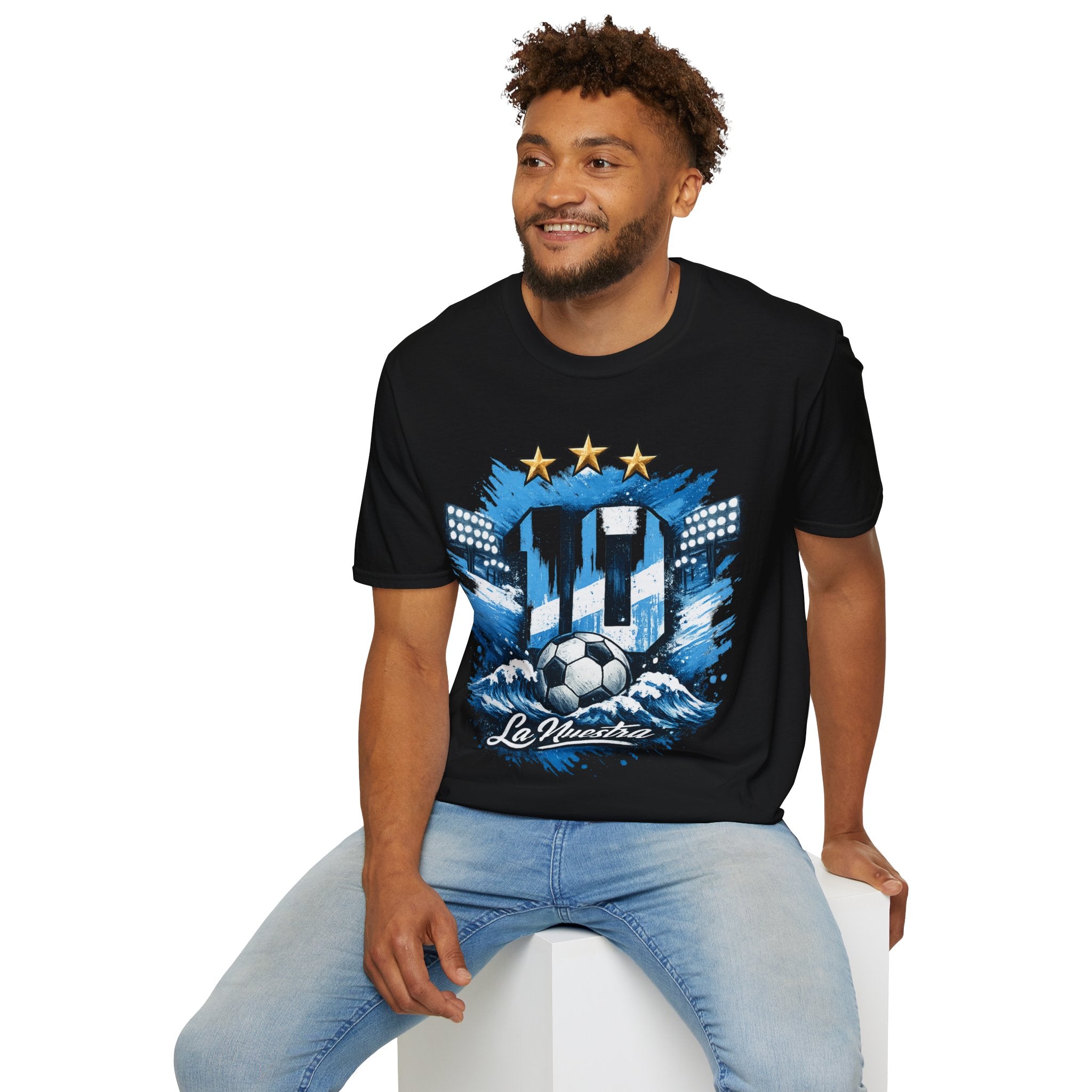Argentina Soccer Fan T-Shirt — 'La Nuestra' #10 Jersey Design