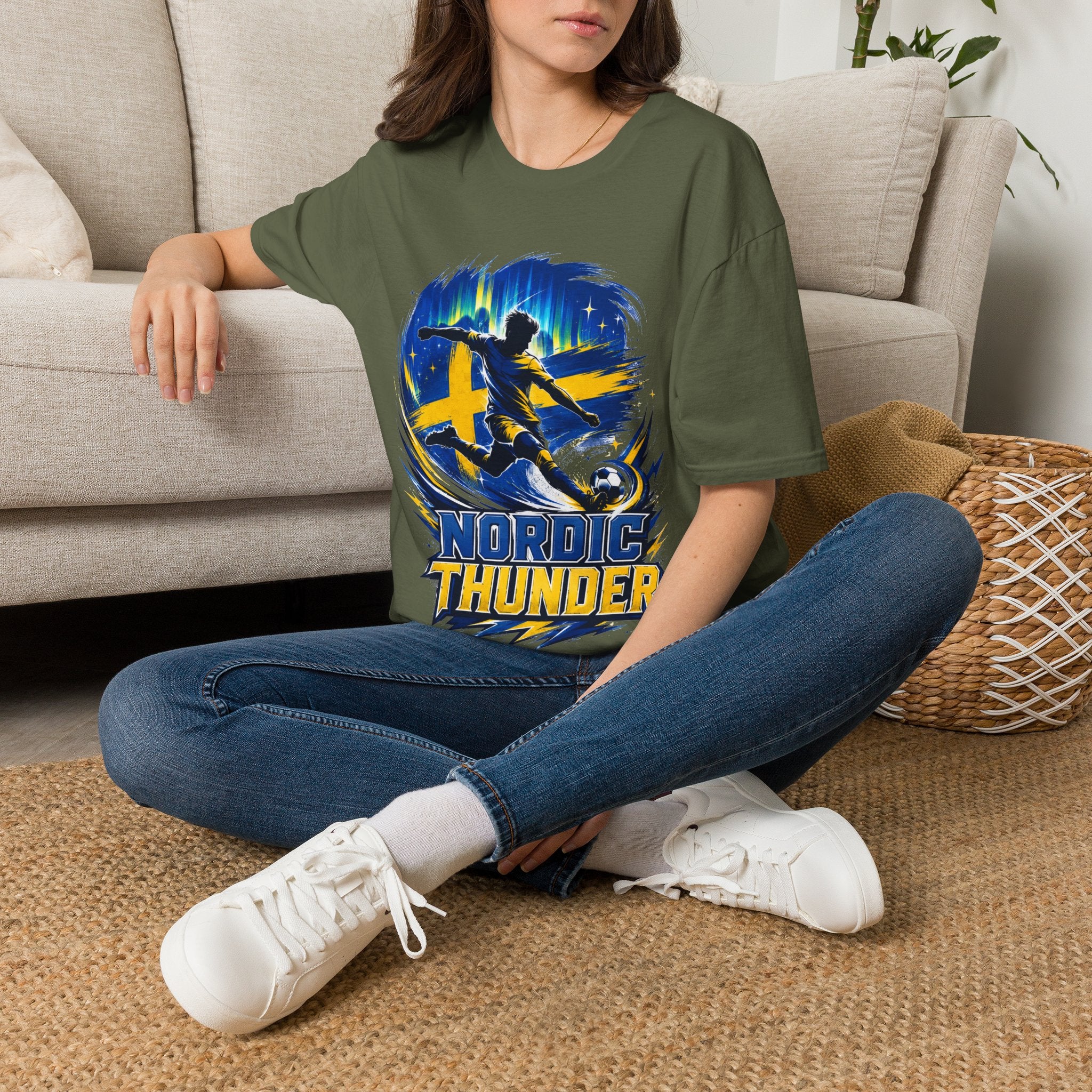 Sweden Nordic Thunder Soccer T-Shirt — Sweden Football Fan Tee