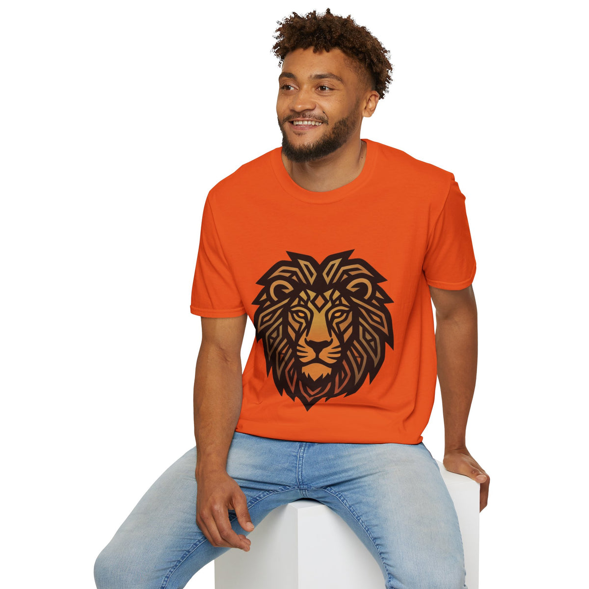 Leo Zodiac Lion Head T-Shirt — Geometric Tribal Lion Graphic Tee