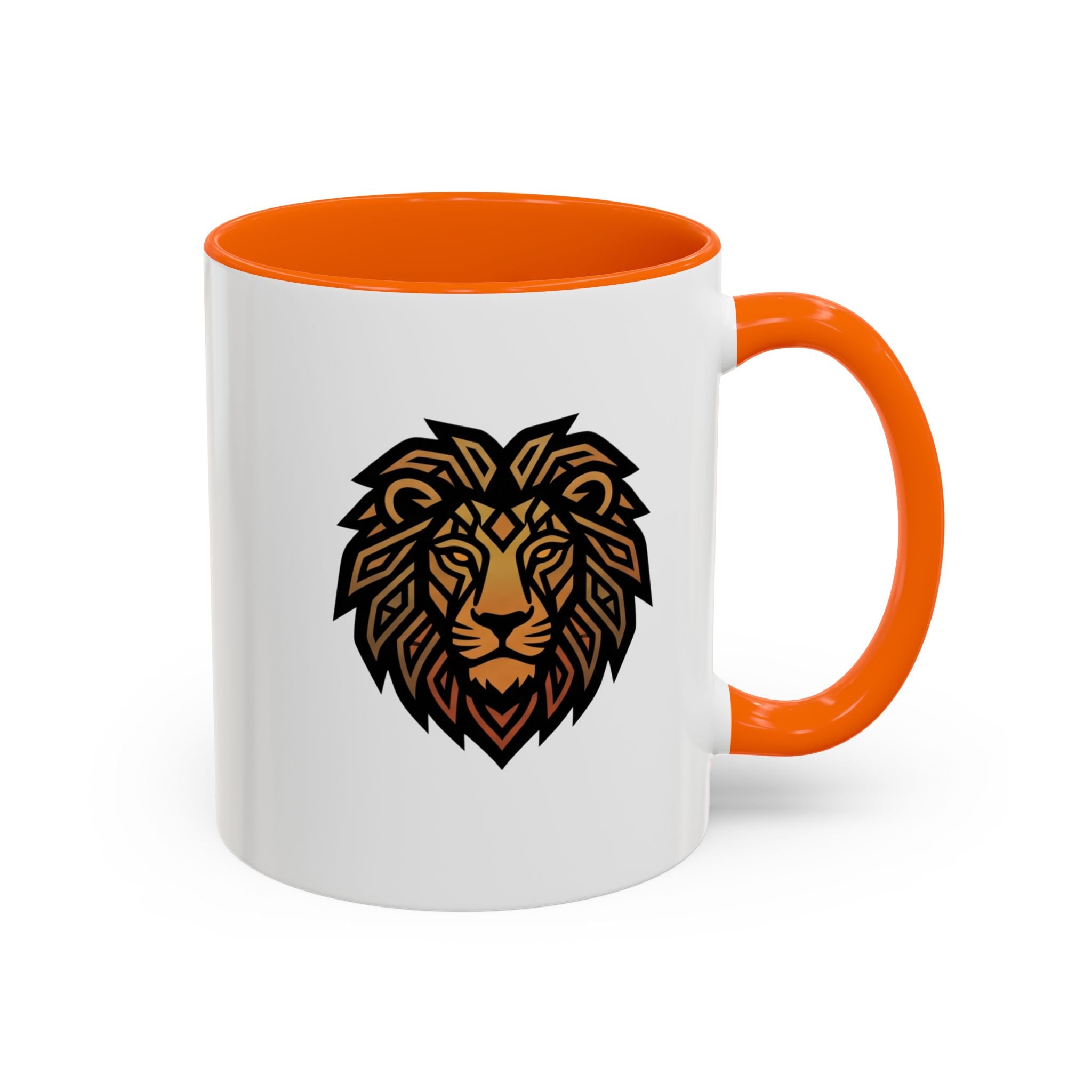 Lion Head Accent Coffee Mug — Bold Geometric Mane Design