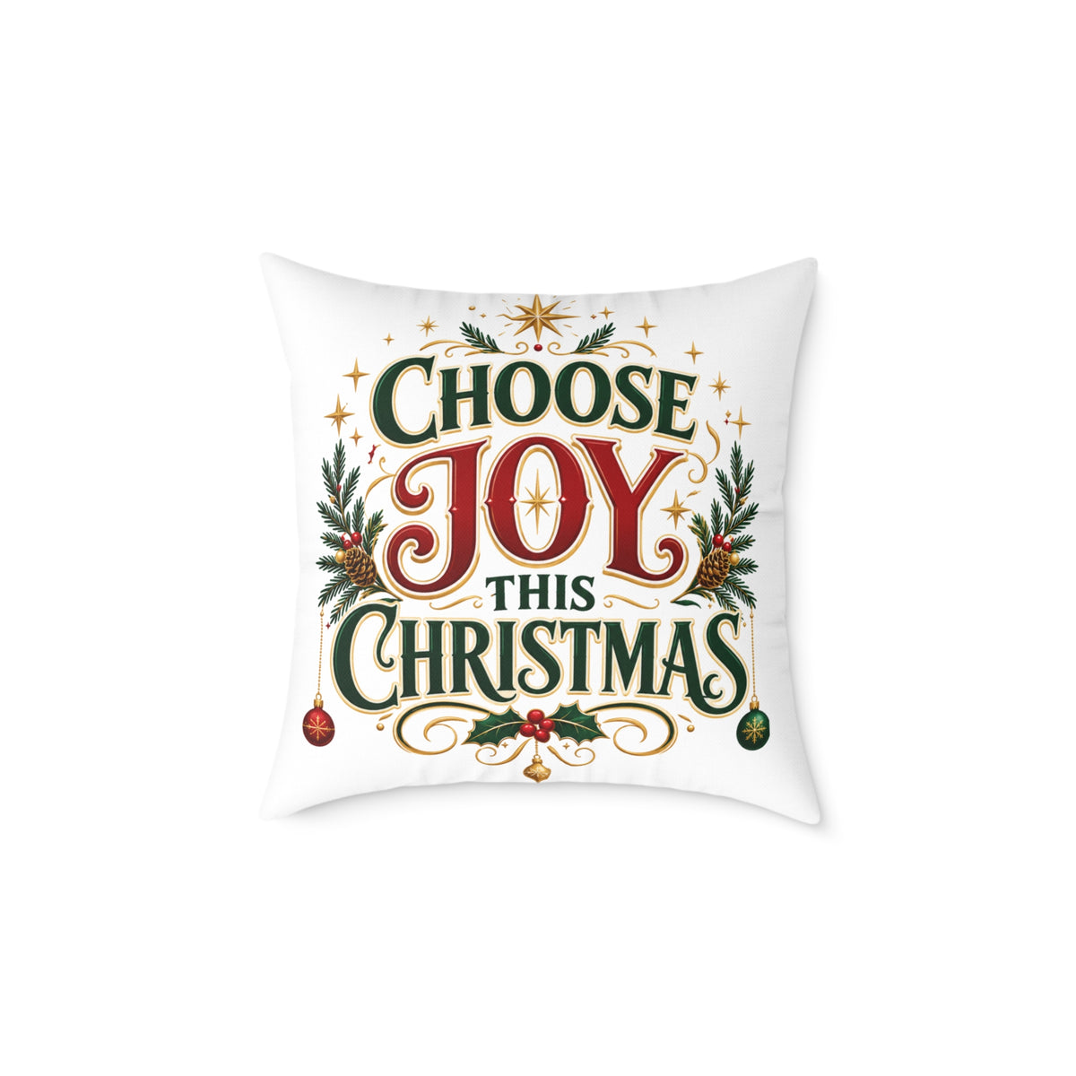 Choose Joy This Christmas Square Poly Canvas Pillow