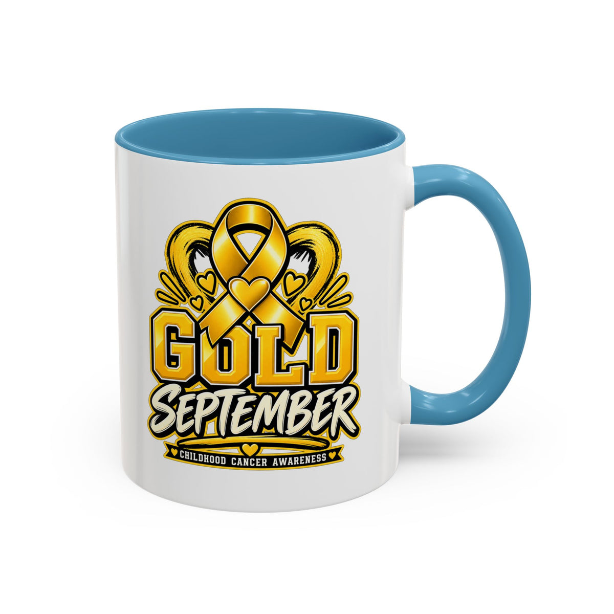 Gold September Coffee Mug — Childhood Cancer Awareness Accent Mug (11/15oz)