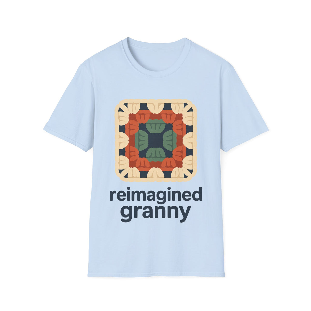 "Reimagined Granny" Retro Crochet Tee | Colorful Granny Square T-Shirt - Trending Now - September 2026
