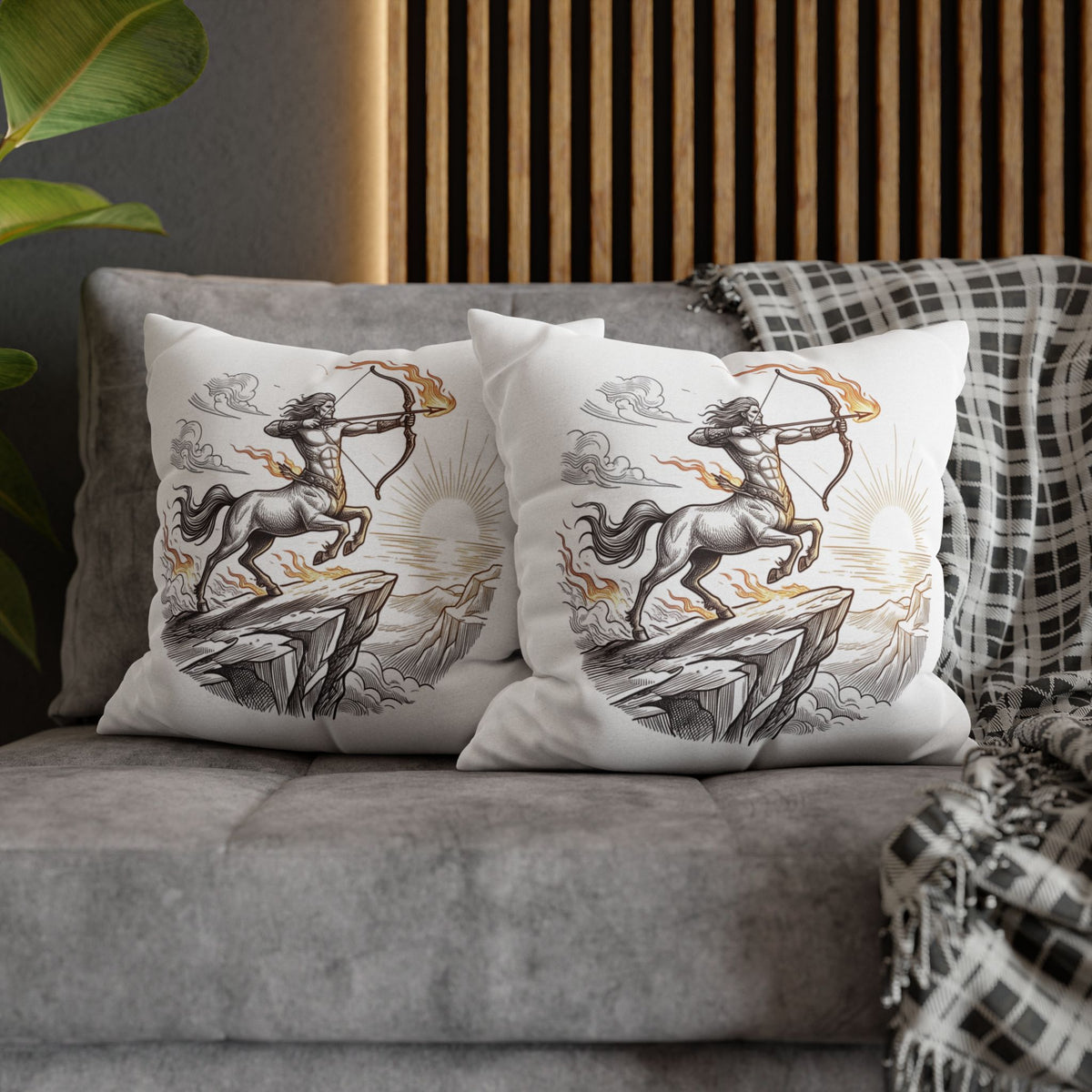 Sagittarius Centaur Archery Throw Pillow - Zodiac Mythology Decorative Pillowcase