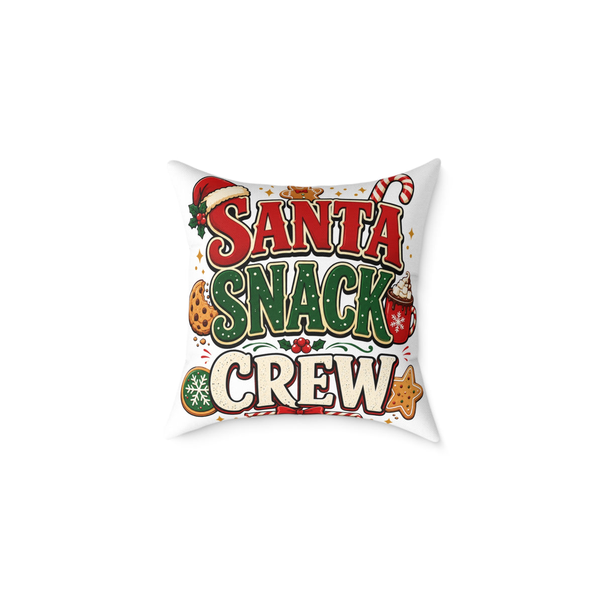 Christmas Santa Snack Crew Pillow — Christmas Holiday Decorative Throw Pillow