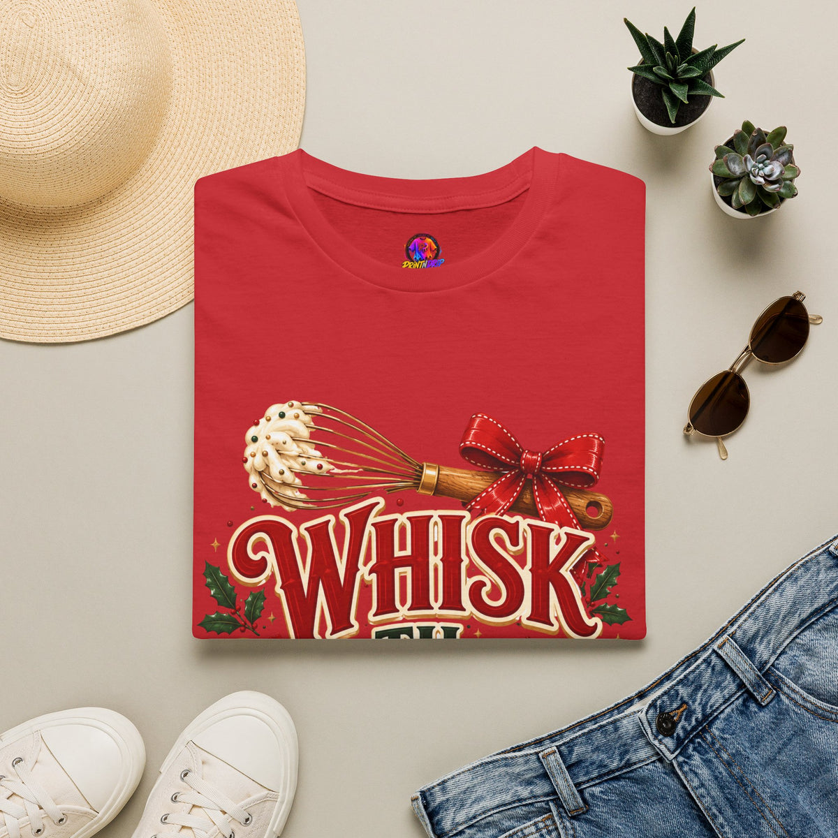 Christmas Baking T-Shirt — "Whisk 'Til Merry" Holiday Tee