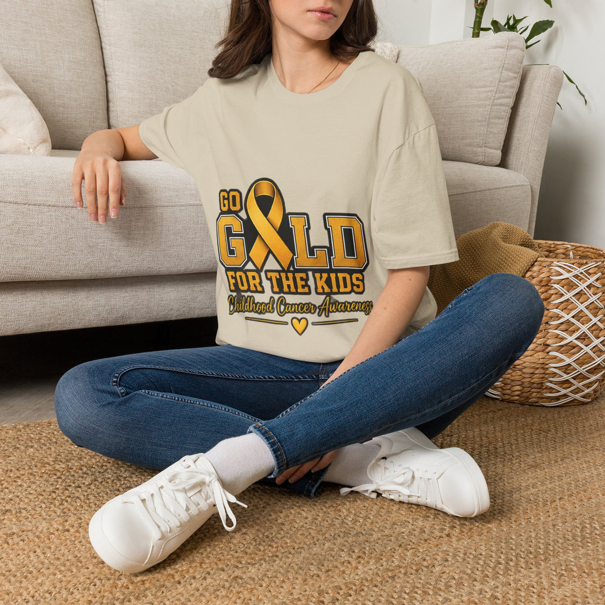 Go Gold For The Kids T-Shirt — Childhood Cancer Awareness Ribbon Tee