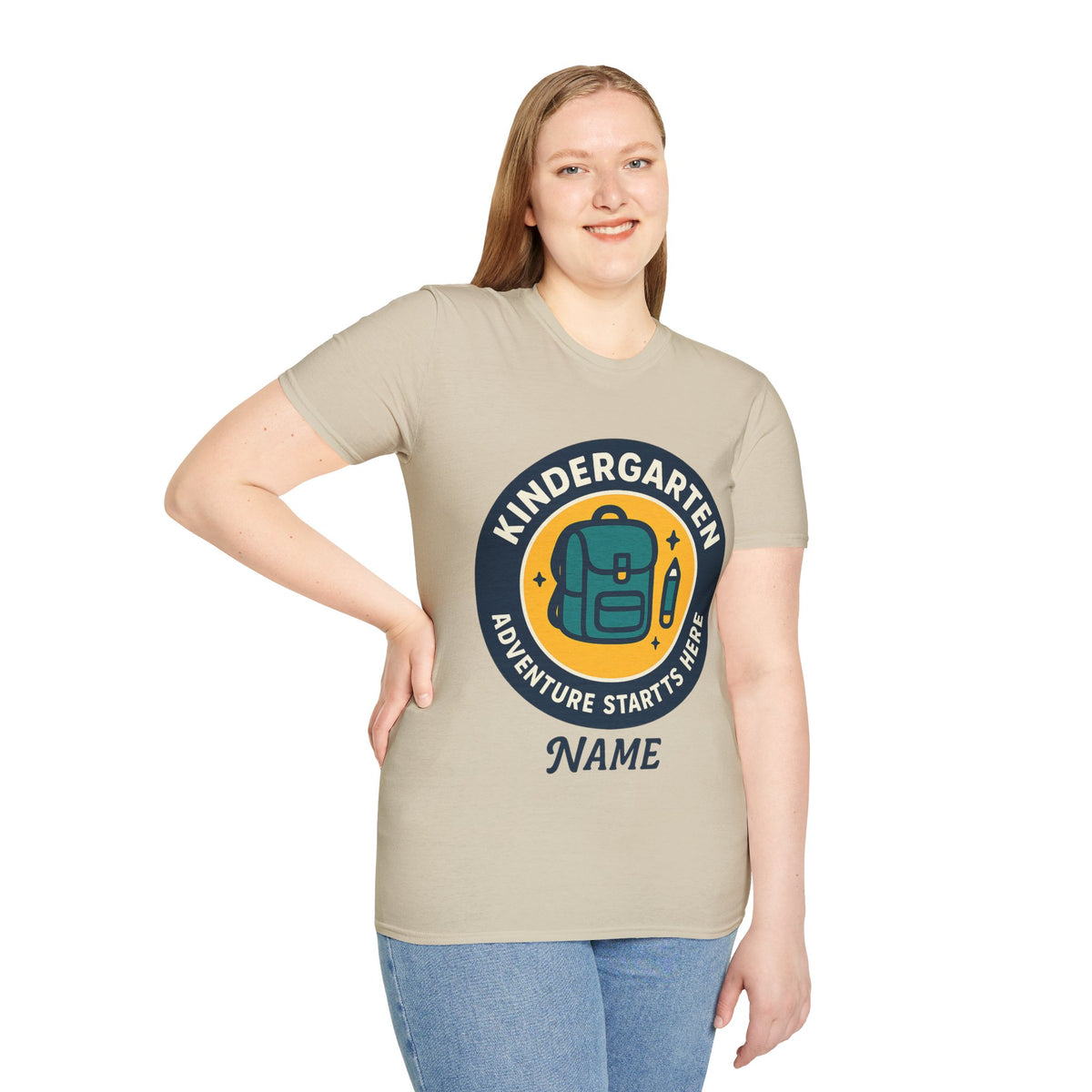 Kindergarten Teacher T‑Shirt – 'Kindergarten' Backpack Badge Design - Trending Now - August 2026