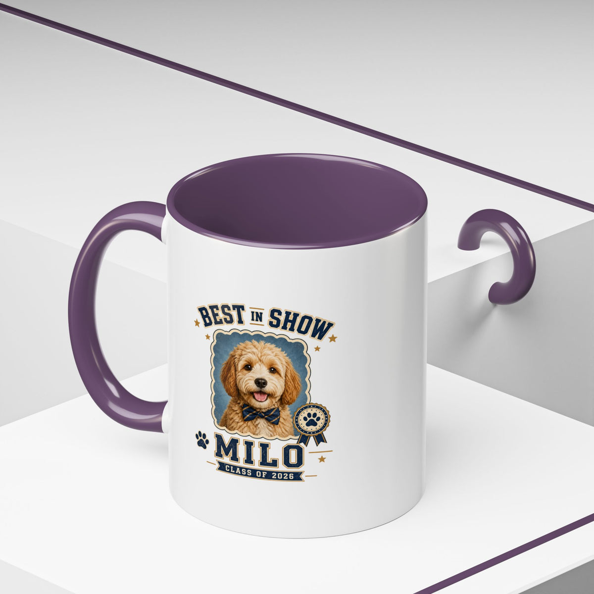 Milo Bailey Dog Dad Mom Best in Show Milo Personalized Dog Coffee Mug — Custom Pet Name Accent Mug