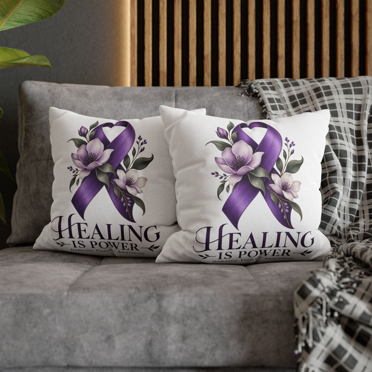 Domestic Violence Healing Is Power Purple Ribbon Pillow