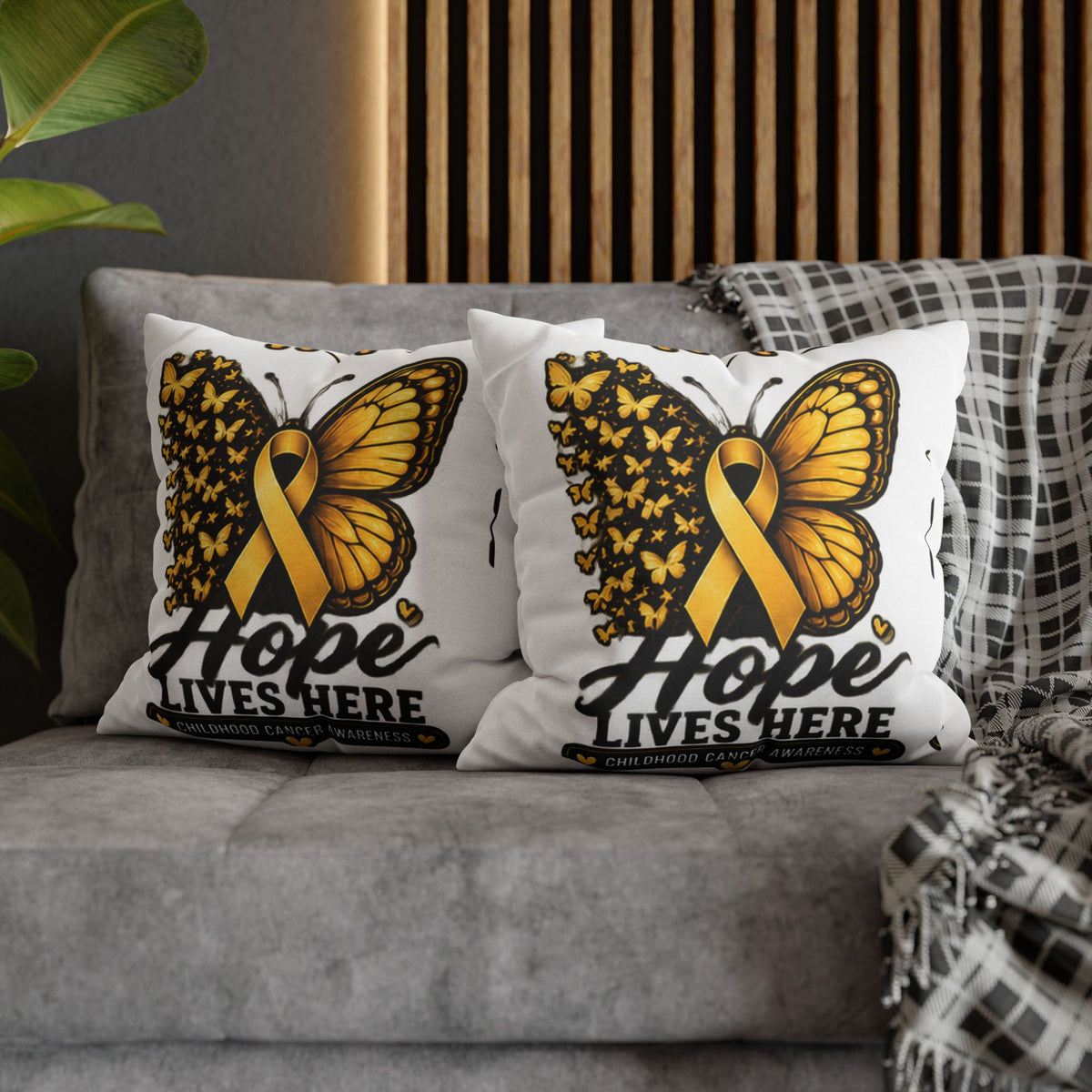 Hope Lives Here Childhood Cancer Awareness Pillowcase