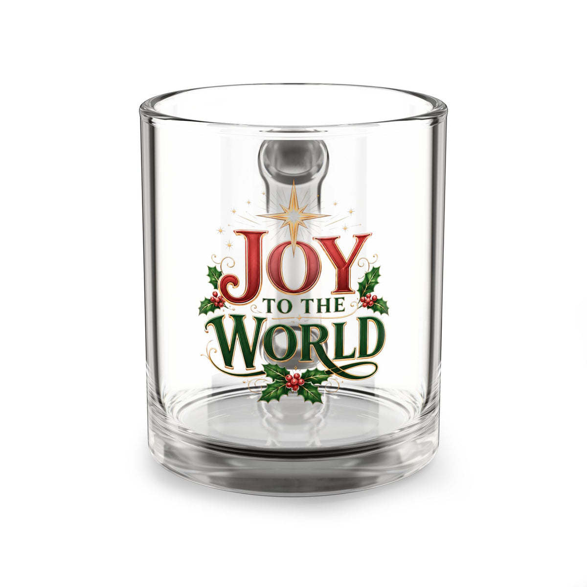 Christmas Glass Mug 10 oz Joy to the World Glass Mug - 10oz Christmas Holiday Coffee Cup