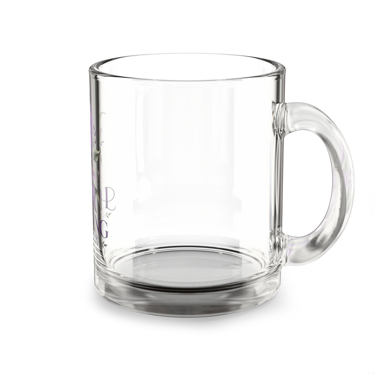 Healing Is Power Purple Ribbon Glass Mug — 10oz Domestic Violence Awareness Coffee Cup