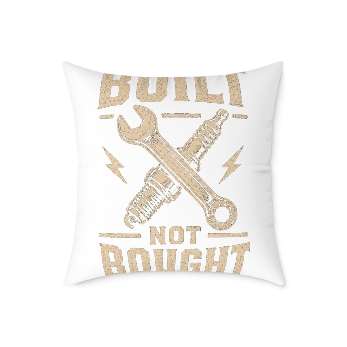 Built Not Bought Square Pillow — Mechanic Garage Decor Milo Bailey Dog Dad Mom