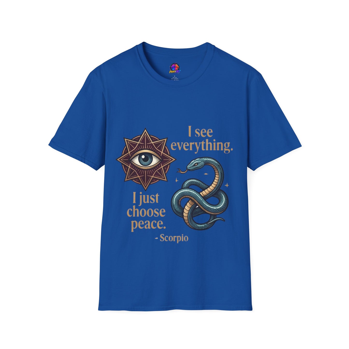 Scorpio “I See Everything” Zodiac T‑Shirt — Astrological Snake & All‑Seeing Eye Design