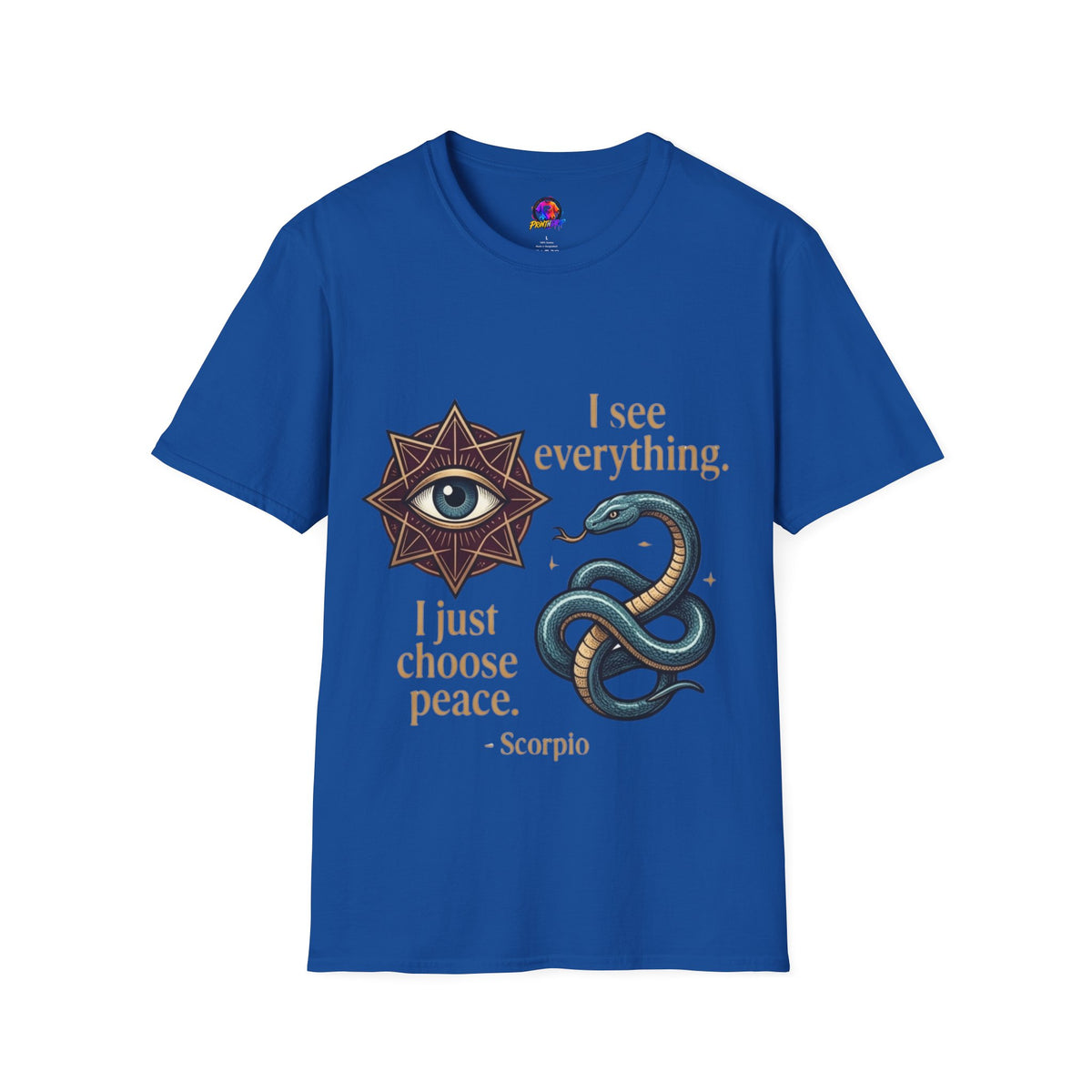 Scorpio “I See Everything” Zodiac T‑Shirt — Astrological Snake & All‑Seeing Eye Design