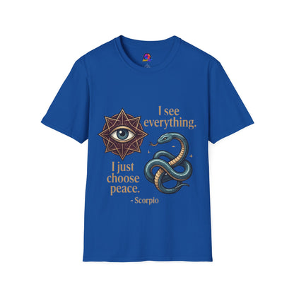 Scorpio “I See Everything” Zodiac T‑Shirt — Astrological Snake & All‑Seeing Eye Design