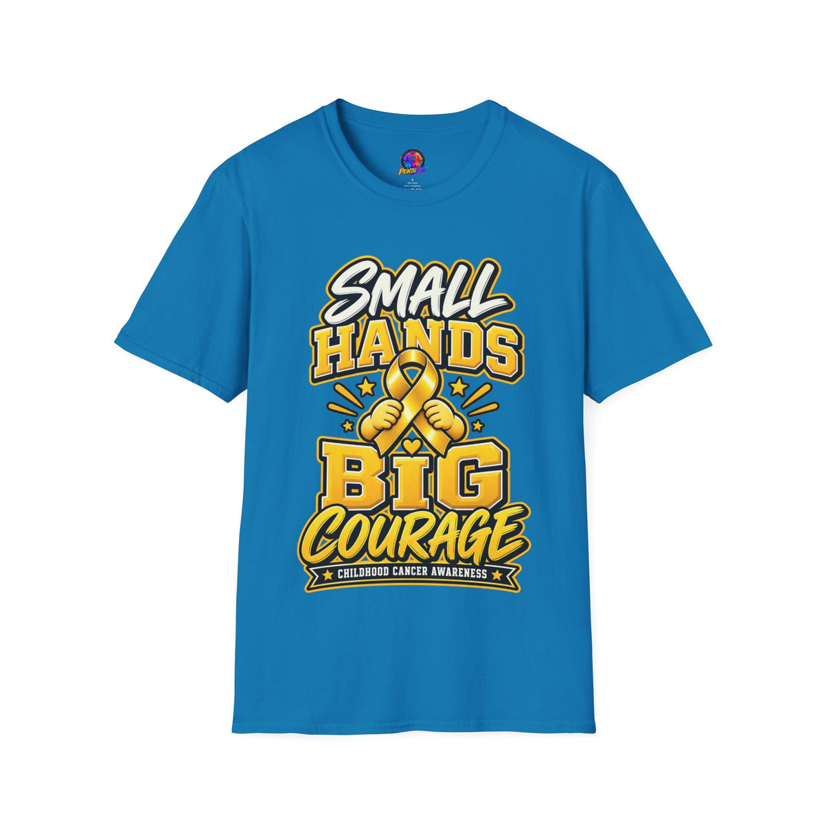 Children's Cancer Awareness T-Shirt — "Small Hands Big Courage" Yellow Ribbon