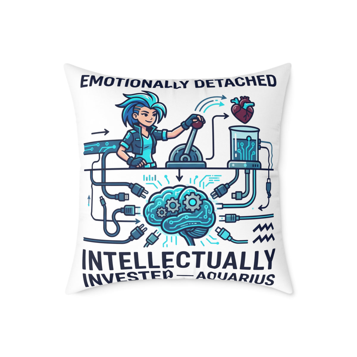 Zodiac Aquarius Emotionally Detached Intellectually Invested Square Poly Canvas Pillow