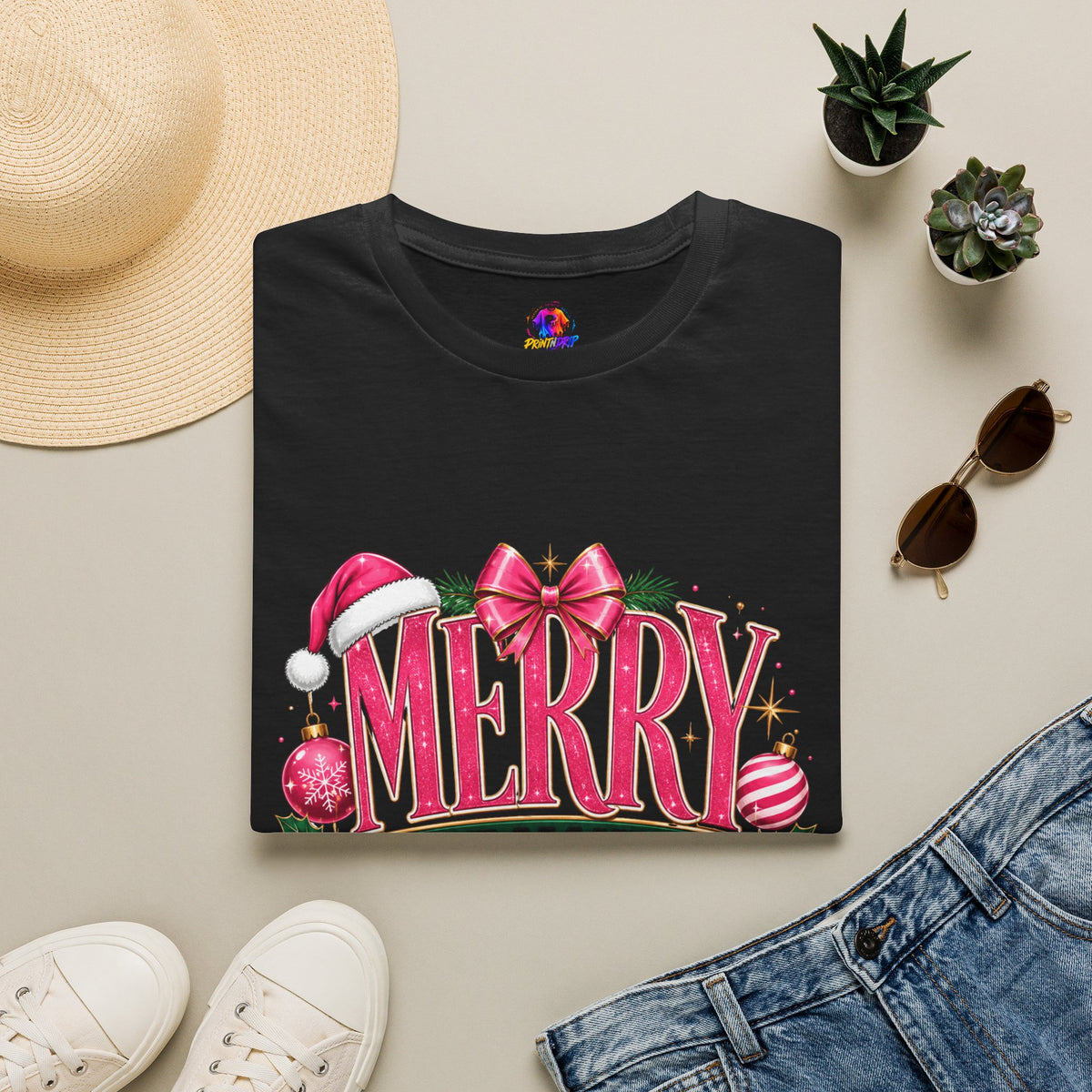 Christmas T-Shirt — "Merry But Make It Pink" Holiday Tee