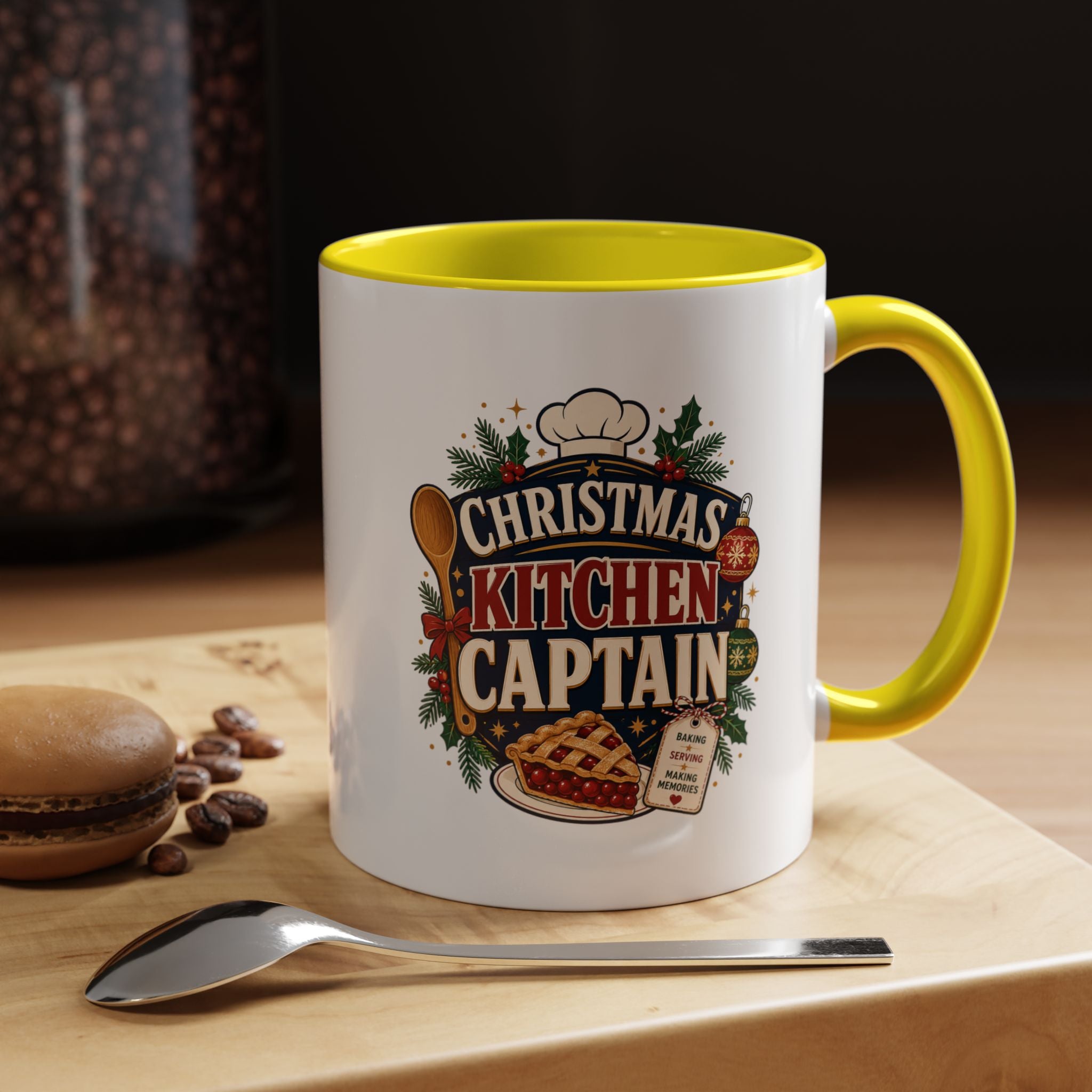 Modern Day Christmas Kitchen Captain Accent Coffee Mug — Holiday Baking Chef Gift (11/15oz)