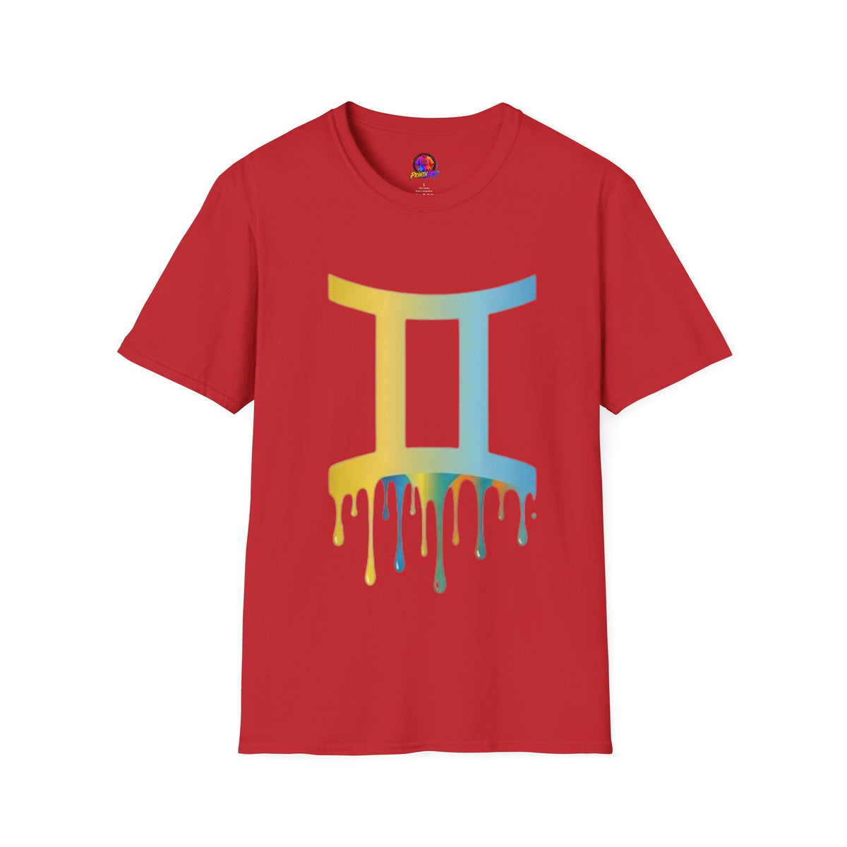 Gemini Drip Zodiac T-Shirt — Rainbow Gemini Symbol Tee