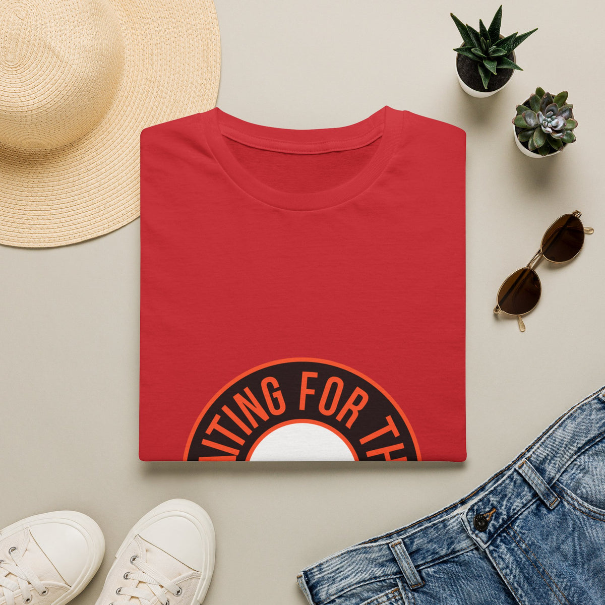 "Waiting For Them Gains" Dumbbell Seal Tee | Retro Fitness Circular T-Shirt - Trending Now - September 2026